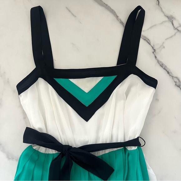 Banana Republic Milly Collection color block maxi dress green blue Sz 2 feminine - Picture 6 of 12